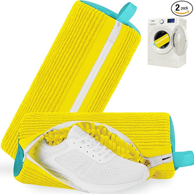 Shoe Washing Machine Bag Laundry Shoe Bag for Washer and Dryer Reusable 2pc Shoe Cleaning Bags for Sneakers 360 Deep Cleaning for All Shoes Types with Invisible Zipper