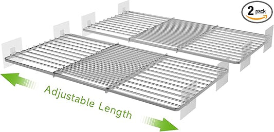 Expandable Closet Shelves Organizers, Adjustable Shelf for Cabinet Rack Storage Wardrobe Divider Shelving for Closets Pantry Cupboard Kitchen Small 2 Pack