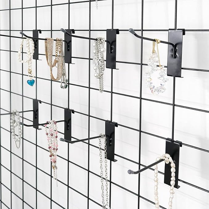 HUHOLE 60 Pack Gridwall Hooks 2 Inch, 4 Inch, 6 Inch–Black Metal Display Hangers for Wire Grid Panel – Heavy Duty Retail Store Fixtures, Garage Organizer, Craft Fair & Jewelry Rack (20lbs Capacity)