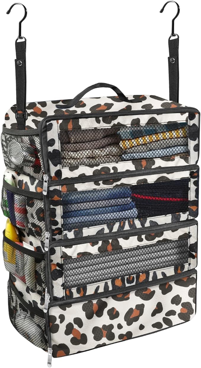 Olosar Suitcase Organizer, Travel Luggage Organizer Portable Hanging Travel Shelves Collapsible Hanging Packing Cubes for Carry on Suitcase
