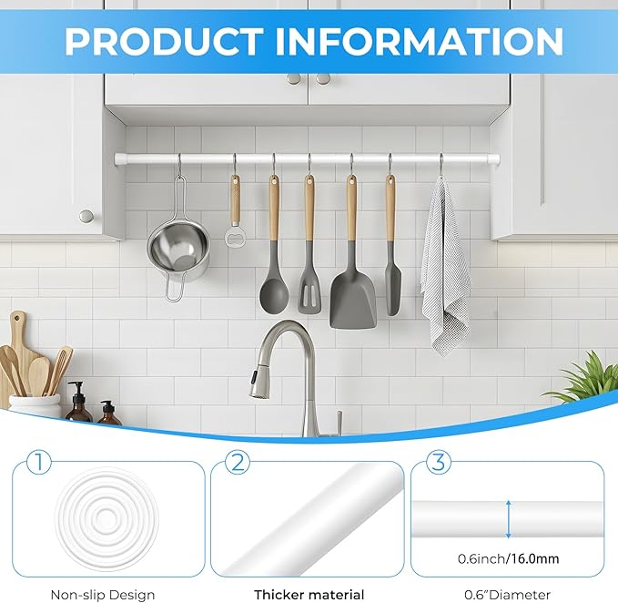 2 Pack Spring Loaded Tension Rod 27-38" Adjustable Curtain Rods No Drill Extendable Spring Rod Tension Curtain Rods For Window Kitchen Shelves Rv Refrigerator And Small Spaces,White