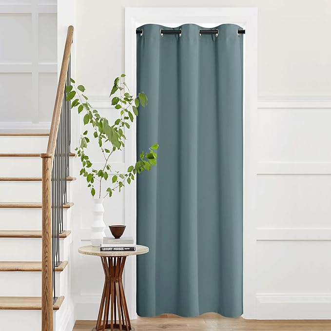 NICETOWN Blackout Curtains - Grommet Thermal Insulated Room Darkening Bedroom and Living Room Curtain, Grommet Closet Curtains Temporary Door, Single Panel, 42 x 95 Inch, Greyish Blue