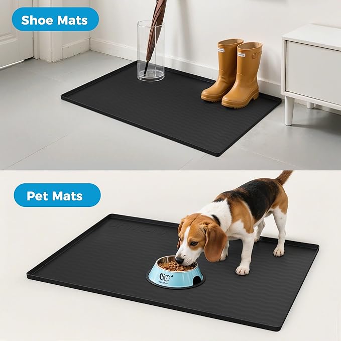 URMONA 31'' x 22'' Waterproof Silicone Under Sink Mat Cabinet and Counter Protector, Shelf Liner for Kitchen and Bathroom, Storage and Organizers, Litter Mat, Pet Cat Puppy Essentials(Light Khaki)