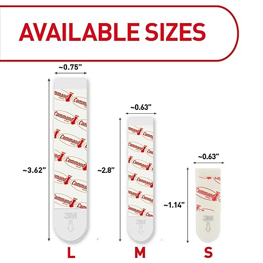 Command Indoor Medium Replacement Strips, 36 Strips, Damage-Free Wall Hanging, Re-Hang Medium Hooks for Home and Wall Decor, Holds up to 3 lb, White Adhesive