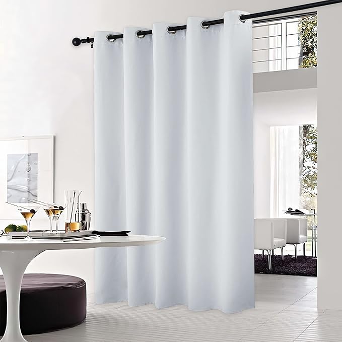 NICETOWN Patio Door Curtain Vertical Blinds, Reduce Sunlight Grommet Top Room Divider Curtain Panel Screen Partitions for Furniture Protecting (Cloud Grey, 70 inches Wide x 95 inches Long)