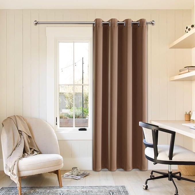 ChrisDowa Blackout Curtains 102 Inches Long for Living Room, Grommet Thermal Insulated Room Darkening Curtains for Bedroom (1 Panel Set, Cappuccino, 52W x 102L)