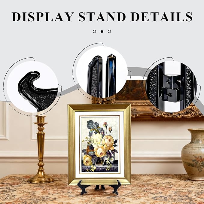 5 Inch Black Acrylic Book Stand 2pcs Dark Display Easel for Cookbooks Office Name Plates Photo Frames Shelf Decor Minimalist Home Kitchen Holder