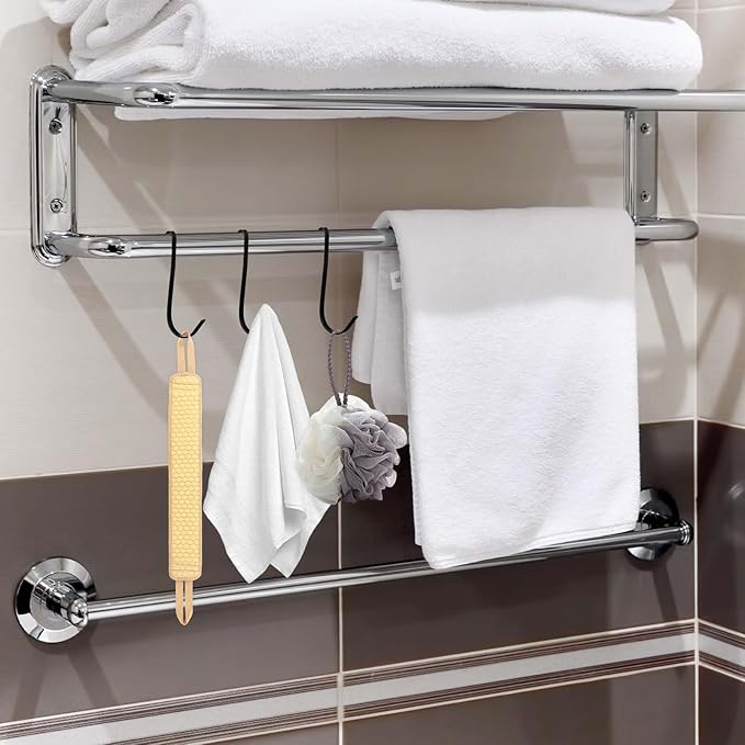 20 Pcs Shelf Hooks Grid Wall Hooks for Wire Shelving Accessories Stainless Steel J Hook for Hanging Sink Hanger for Kitchen Bedroom Office, Wire Hook Rack, Black