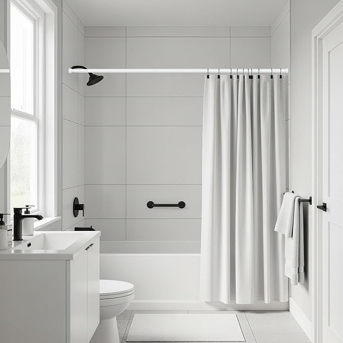 1Pack White Tension Curtain Rods 31 to 76 Inch Small Curtain Rods No Drilling Short Tension Rod Adjustable Spring Rod for Windows Door Closet Pressure Rod