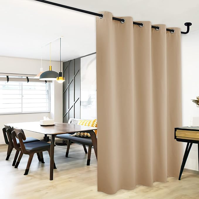 NICETOWN Sliding Door Blinds Window Treatment, Blackout Patio Door Curtain Panels, Privacy Thermal Drape for Department (Biscotti Beige, W70 x L84)