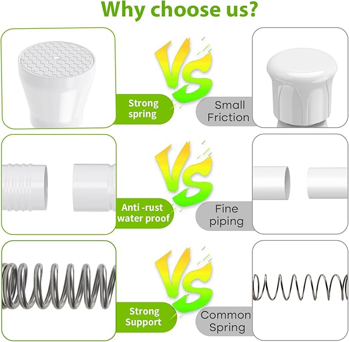 White Tension Rods 16 to 26 Inch Tension Curtain Rod Small Tension Rods Adjustable Curtain Rod Spring Curtain Rods No Drilling Expandable Pressure Spring for Closet Kitchen