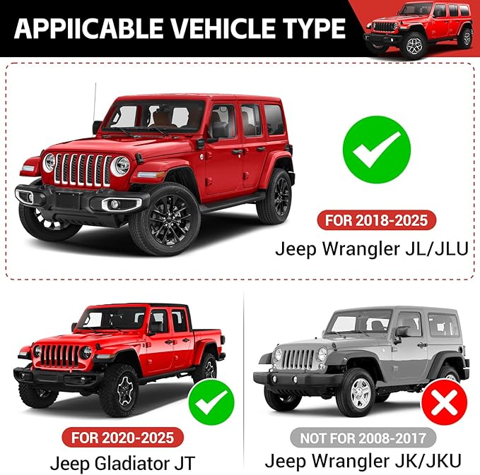 Center Console Gear Shift Organizer Fit for 2018-2025 Jeep Wrangler JL JLU 4XE/Gladiator JT Center Console Armrest Storage Hanging Tray for Wrangler&Gladiator(3-piece Center Console Organizer)