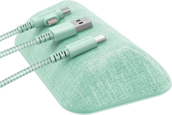 Smartish® Magnetic Cord Holder - Bigger Cable Wrangler Organizer with Magnet Clips for Charger Management on Desktop, Nightstand - Holds 6+ Cables - Teal Me More