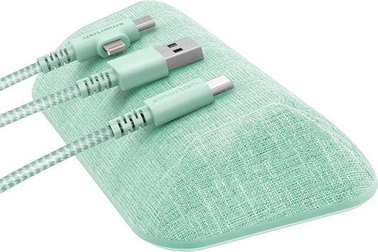 Smartish® Magnetic Cord Holder - Bigger Cable Wrangler Organizer with Magnet Clips for Charger Management on Desktop, Nightstand - Holds 6+ Cables - Teal Me More