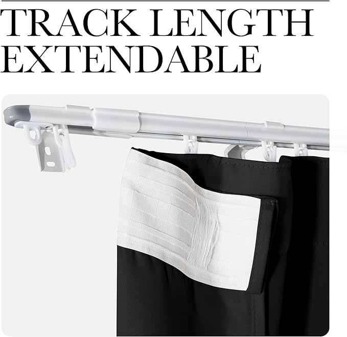 NICETOWN Doorway Curtain & Track Set, Blackout French Door Curtain with Smooth Track for Closet/Bay, Thermal Insulated Temporary Door for Living Room/Bedrrom Privacy, W 34 x L 80 in, Black, 1 Panel