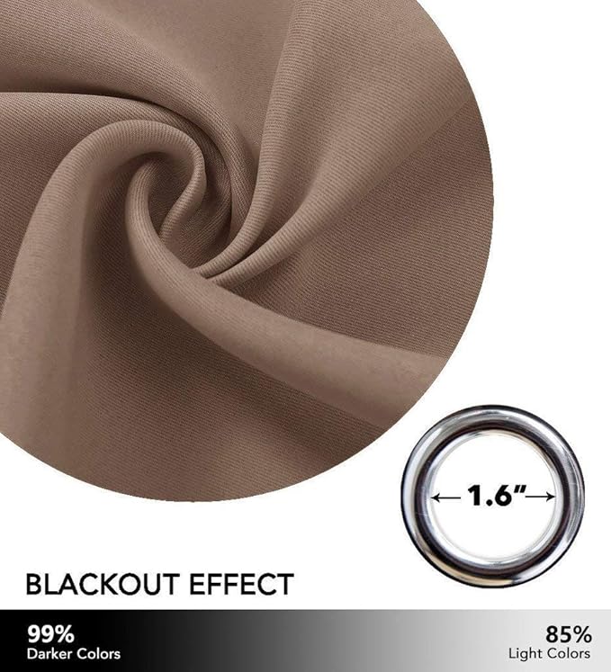 NICETOWN Small Window Blackout Curtain Panel Window Treatment Thermal Insulated Solid Grommet Blackout Drape for Cafe Store (1 Panel, 42 by 63 inch, Cappuccino)