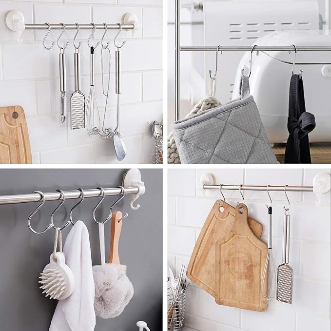 20 Pack S Hooks for Hanging, 3.4 Inch Metal S Shaped Hook Heavy Duty Hanging Hooks for Pots, Pans, Plants, Bags, Cups, Clothes (Silver)