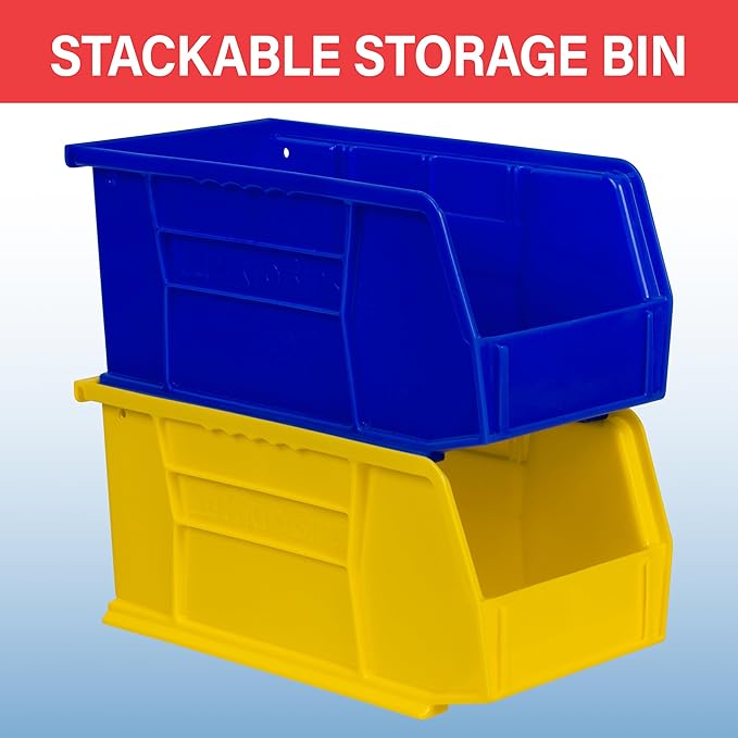 Akro-Mils 30230 AkroBins Plastic Storage Bins, Space-Saving Stackable Bins for Garage, Pantry, Craft Organization, 11" x 5" x 5", Clear, 12-Pack