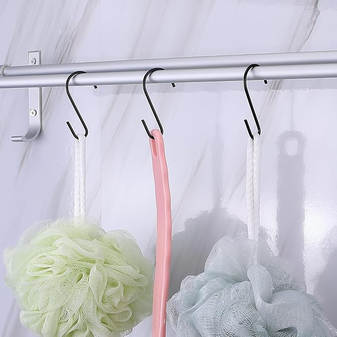 10-Pack Black S Hooks for Hanging 2.4 Inch – Small S Hooks Carbon Steel Hangers for Jeans, Kitchen Pots & Plant Hanging – Lightweight 0.88 Inch Opening Holder for Wire Shelving, Towel & Purse