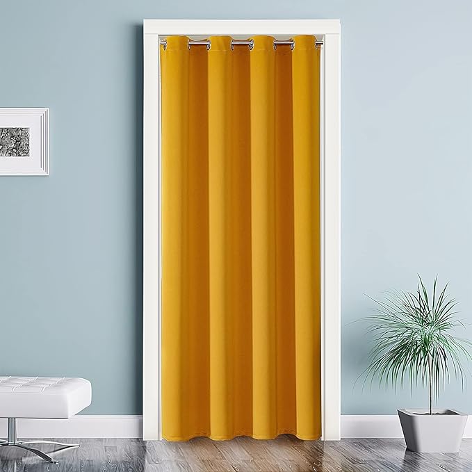 ChrisDowa Blackout Curtains 102 Inches Long for Living Room, Grommet Thermal Insulated Room Darkening Curtains for Bedroom (1 Panel Set, Mustard Yellow, 52W x 102L)