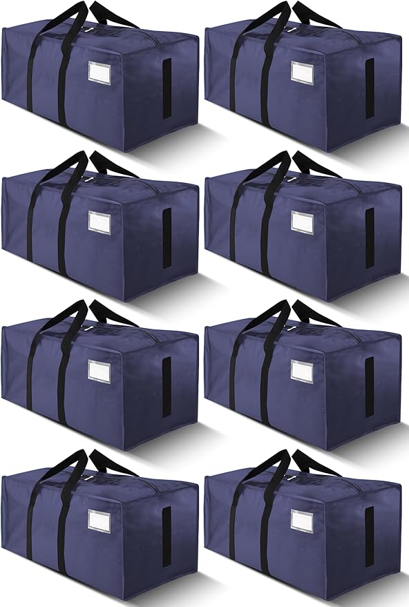 HOMESURE Supports 200lbs Heavy Duty Moving Bags - Strong Zipper & Wrap-Around Handles - Water-Resistant Storage Totes, Durable Alternative to Moving Boxes - 8 Pack - Blue