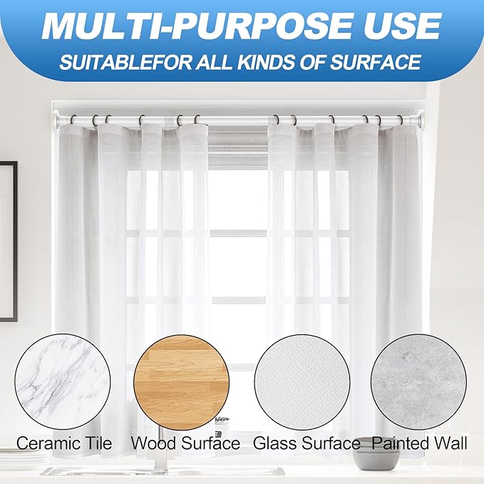 White Shower Curtain Rod 31 to 92 Inch,1 Inch Diameter Adjustable Spring Tension Stainless Steel Telescoping Rod,Easy Install,No Rust