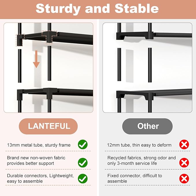 10 Tiers Shoe Rack Large Capacity Tall Shoe Organizer Sturdy Shoe Storage with Two Hooks Space Saving Metal Wide Shoe Rack for Closet, Entryway, Bedroom, Black