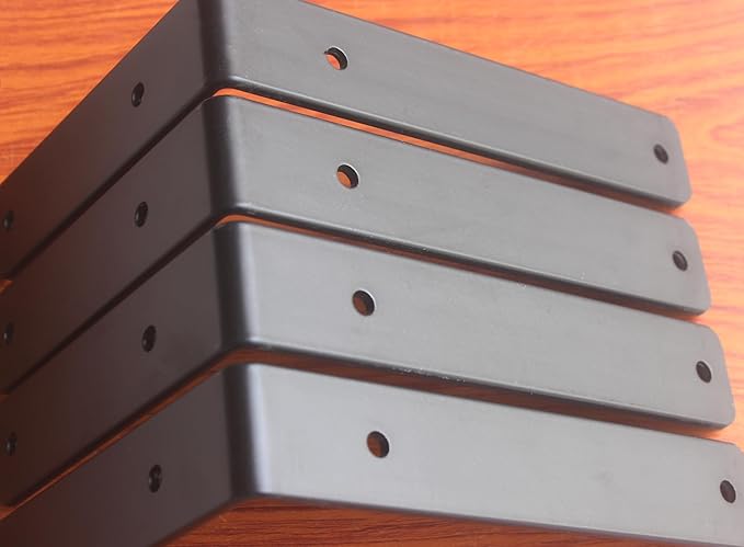 10 Pack - L 8" x H 6" x W1.5, 5mm Thick Black L Shelf Bracket, Iron Shelf Brackets, Metal Shelf Brackets, Floating Shelf, Shelf Supports with Screws