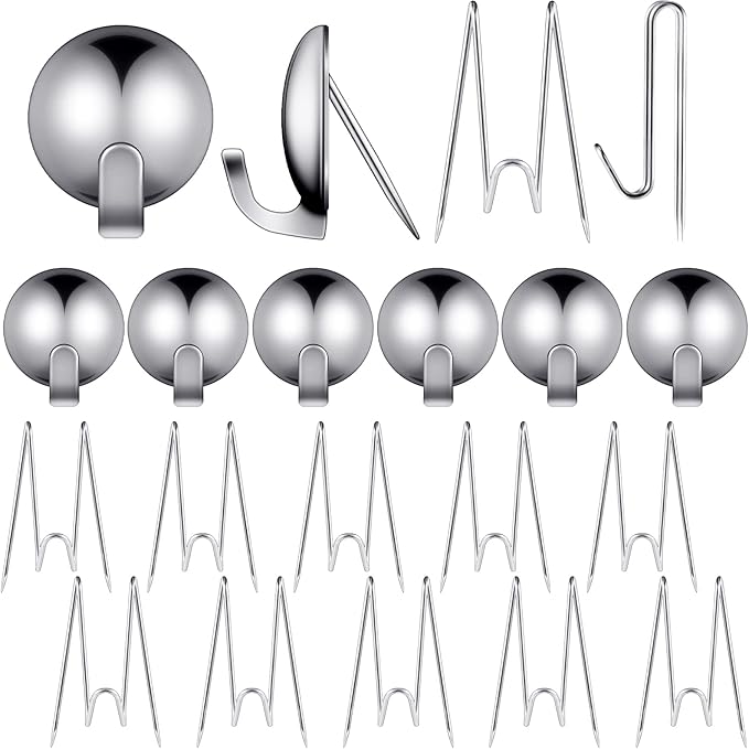 20 Pieces Metal Cubicle Hooks Fabric Panel Wall Hooks Set Cubicle Clip Pins Wall Wire Clips Push Hanger for Office Home Kitchen Home Shelf Picture Key Coat Hanging Accessories Supplies(Silver)