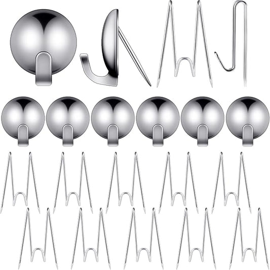 20 Pieces Metal Cubicle Hooks Fabric Panel Wall Hooks Set Cubicle Clip Pins Wall Wire Clips Push Hanger for Office Home Kitchen Home Shelf Picture Key Coat Hanging Accessories Supplies(Silver)