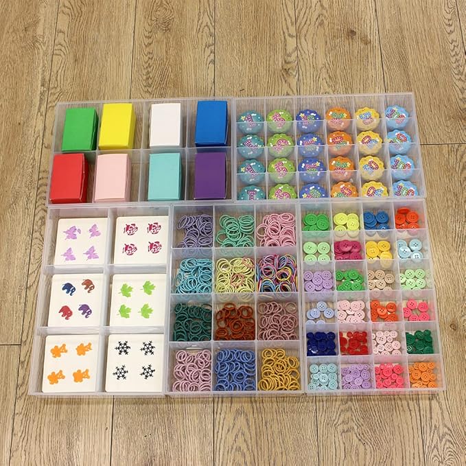 BangQiao 2 Pack Fixed 12 Grids Clear Plastic Organizer Sorting Tray and Transparent Storage Divider Box Container Case for Hardware, Craft, Sewing Kit, Office Supplies, Small Parts
