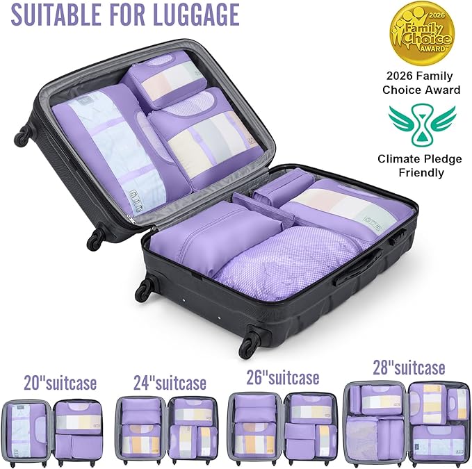 Veken 10 Set Packing Cubes for Travel Essential, Suitcase Organizer Bags in 4 Sizes, Carry-On Luggage Accessories with Large Laundry & Shoes Bag, Must-Have for Airplane, Road Trip & Camping
