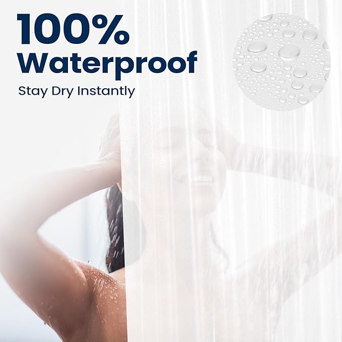 downluxe Shower Curtain Liner, PEVA Plastic Shower Liner with 3 Magnets, 72" x 72" Waterproof Bathroom Curtain, EVA White, 1 Pack