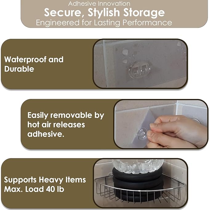 Shower Caddy Adhesive Replacement Stickers, Shower Organizer Adhesive Replacement, Assorted Wire Hook 10 Pack