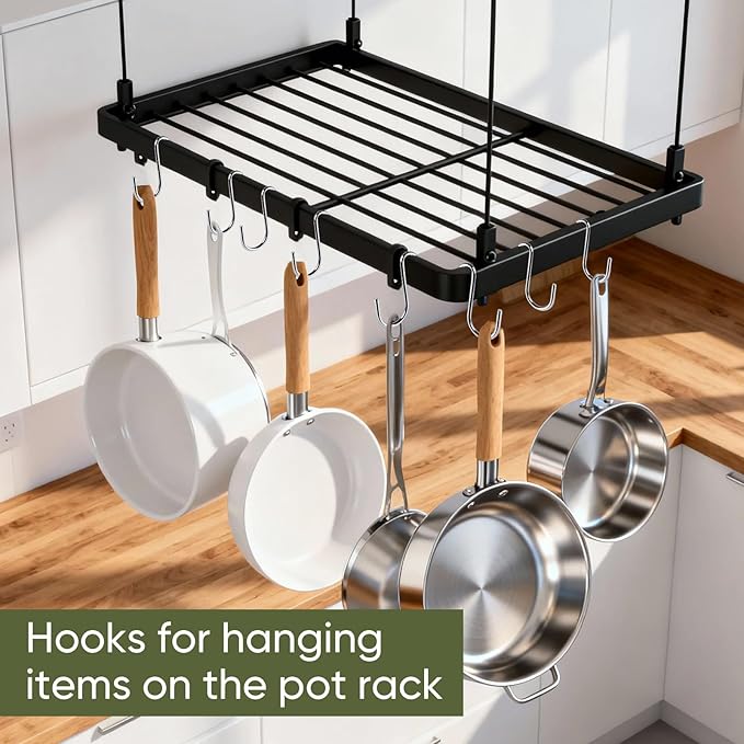 ESFUN 18 Pack Heavy Duty S Hooks for Hanging, Variety Sizes 6 PCS Large 4"/ 6 PCS Medium 3"/ 6 PCS Small 2.4" Pot Rack Hooks, Metal S Shaped Hanger Hooks for Hanging Jeans Pans Cups Plant Basket