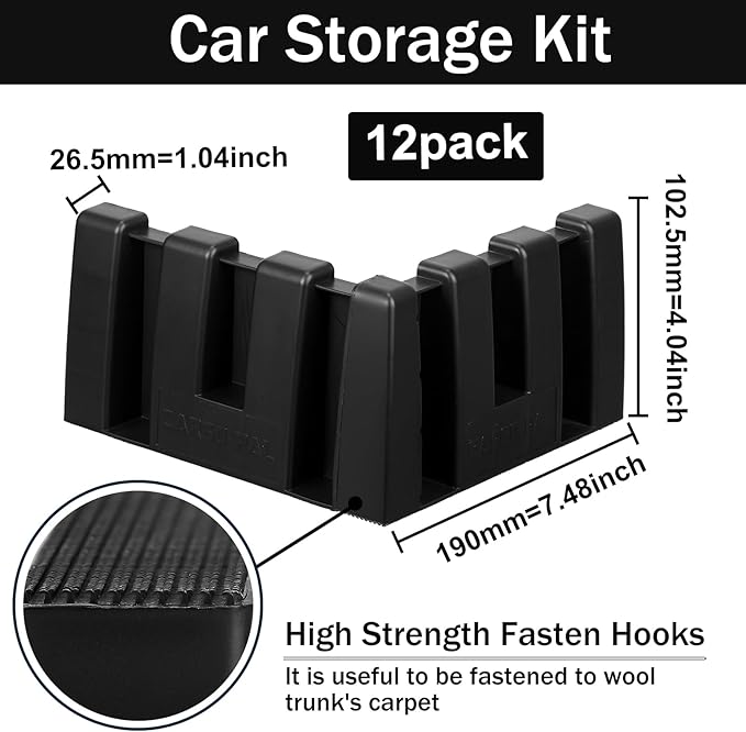 12 Pack Car Trunk Organizer Blocks for Back of SUV Multipurpose Car Storage Organizer Blocks Trunk Divider Available to Wool Carpet for Truck SUV Van Cargo