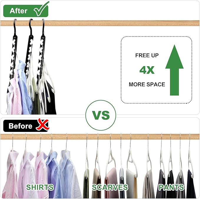 6-Pack-Closet-Organizers-and-Storage,Sturdy Organization-and-Storage-Hangers-Space-Saving for Wardrobe,Dorm-Room-Essentials for College Students Girls Smart Clothes Hanger