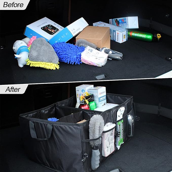 8sanlione Car Trunk Organizer/Storage, Collapsible Cargo Storage Box, Large Capacity, Trunk Organizer for Cars, Vehicles, SUVs, Trucks