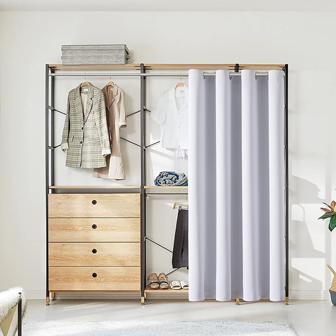 ChrisDowa Blackout Door Curtains for Doorway Privacy, Grommet Closet Curtain for bedroom closet door, Thermal Insulated Temporary Door Cover Room Divider Curtain (1 Panel, Greyish White, 34 x 80 Inch)