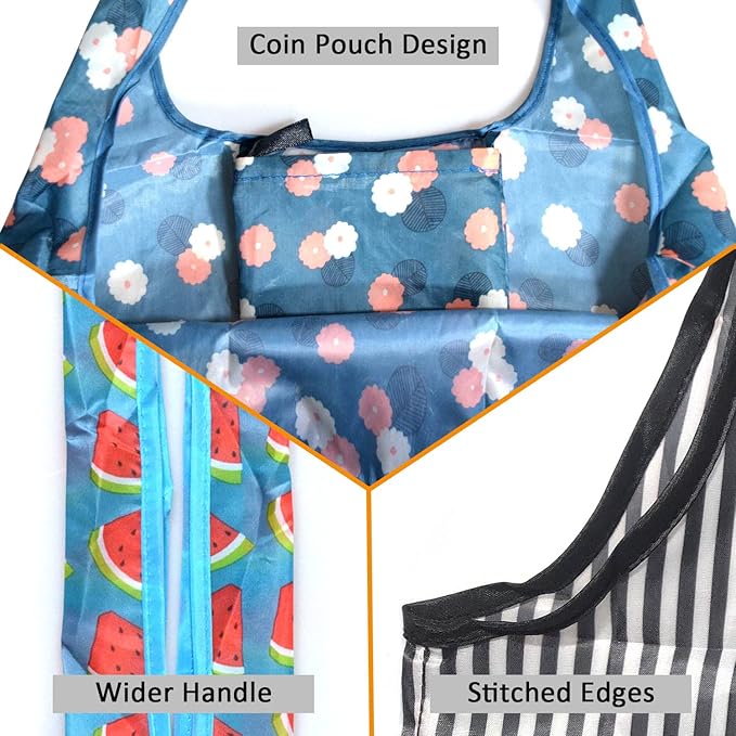 Reusable Grocery Bags, 6 Pack 50Lbs Foldable Fashion Washable Shopping Bags, Large Boho Tote Bags For Groceries, Bulk Market Cloth Storage Bags, Utility Aesthetic Personalized Gifts For Women