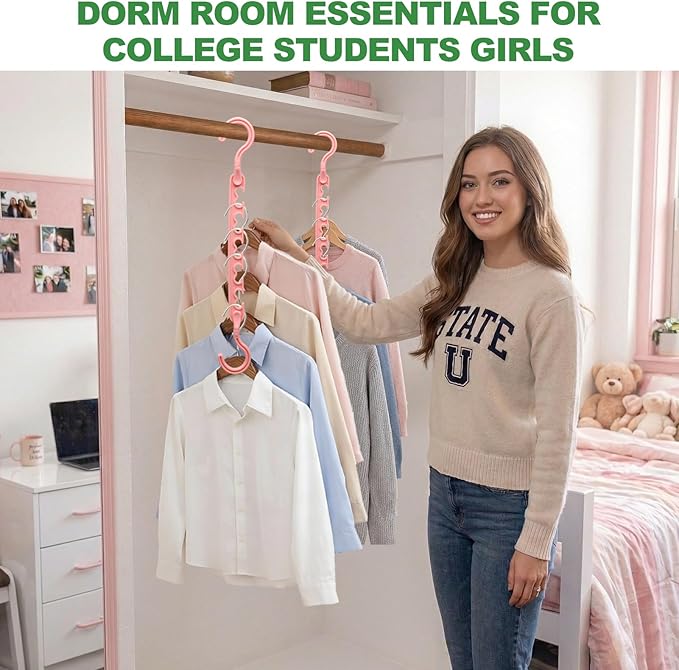 8-Pack-Closet-Organizers-and-Storage,Sturdy Organization-and-Storage-Hangers-Space-Saving for Wardrobe,Dorm-Room-Essentials for College Students Girls Smart Clothes Hanger Apartment Essentials