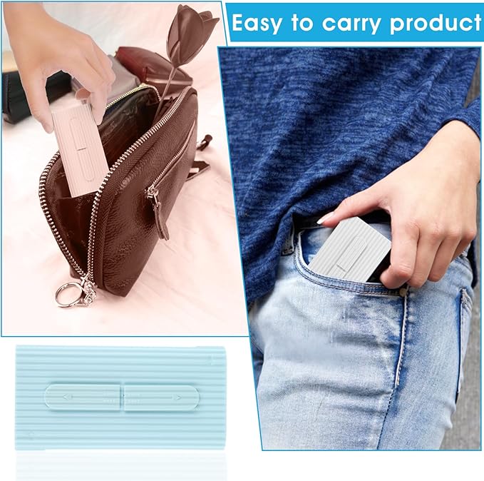 WLLHYF Portable Dental Floss Pick Organizer Travel Flosser Dispenser Storage Case Refillable Holder Boxes with 10 Floss Picks for Teeth Cleaning (White, Blue, Pink)