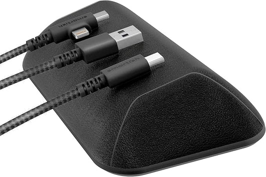 Smartish® Magnetic Cord Holder - Bigger Cable Wrangler Organizer with Magnet Clips for Charger Management on Desktop, Nightstand - Holds 6+ Cables - Black Tie Affair