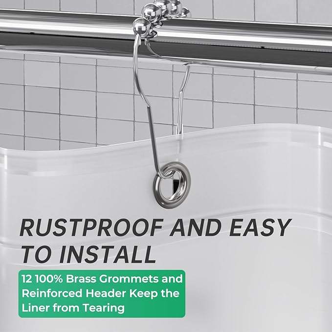 AmazerBath Plastic Small 36 x 72 Narrow Frosted , PEVA Cute Stall Shower Liner, Stand Up Shower Curtain Liners with 2 Clear Weights and 6 Grommet Holes