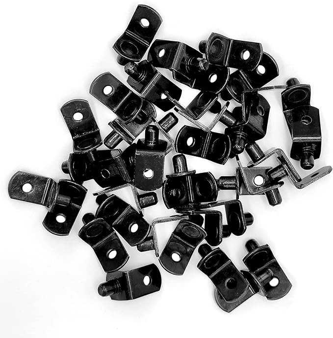 Cerpourt Shelf Support Pegs, 40 Pcs L-Shaped Black Steel Cabinet Shelf Brackets with Hole, 5mm Diameter, for Bookcase, Kitchen, Closet Shelves