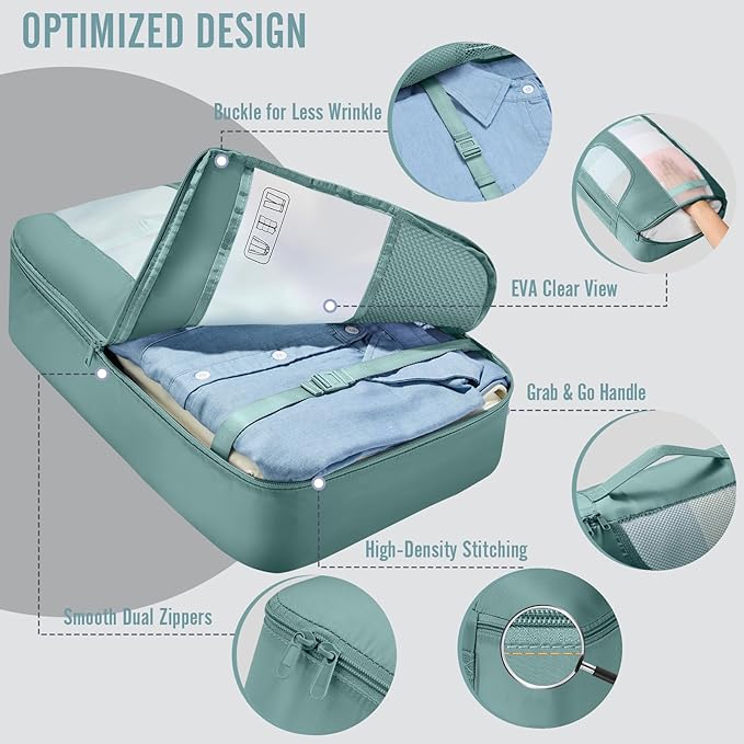 Veken 10 Set Packing Cubes for Travel Essential, Suitcase Organizer Bags in 4 Sizes, Carry-On Luggage Accessories with Large Laundry & Shoes Bag, Must-Have for Airplane, Road Trip & Camping