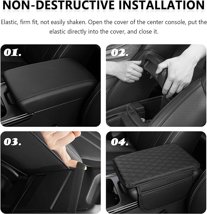 Stacool Upgraded Car Center Console Cover,Microfiber Leather Car Armrest Cover Cushion with 2 Storage Bags,Universal Car Armrest Storage Box (Gray)