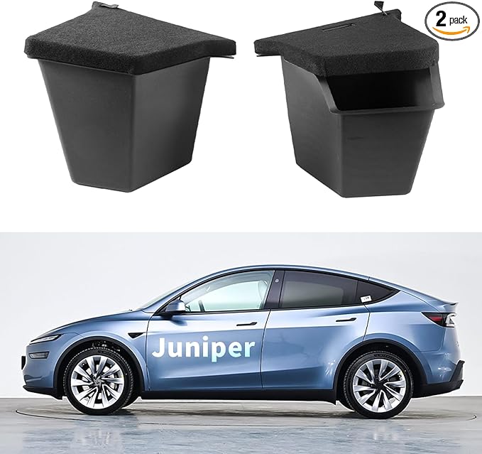 Tesla Model Y Juniper Trunk Storage Bins 2025 2026 TPE Rear Trunk Organizer Storage Box with Lids Tesla Model Y Accessories 2026