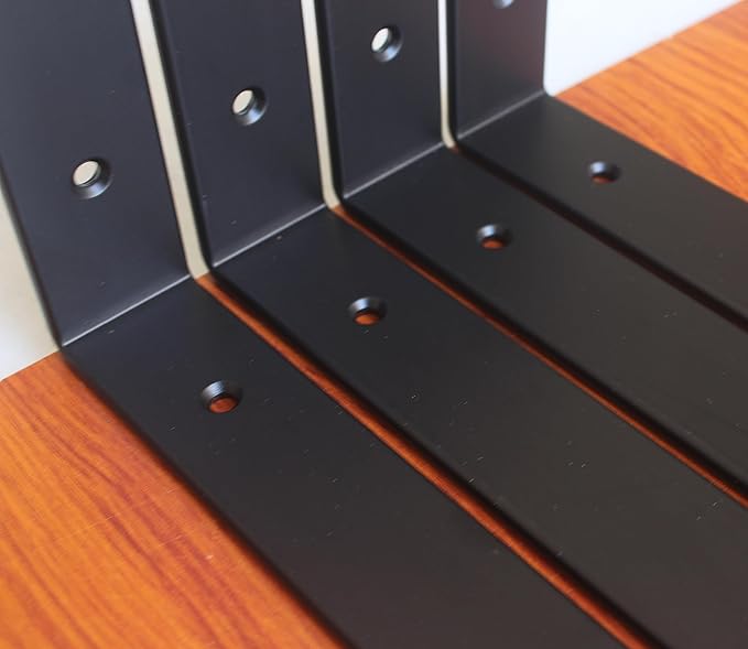 32 Pack - L 10" x H 6" x W1.5, 5mm Thick Black L Shelf Bracket, Iron Shelf Brackets, Metal Shelf Brackets, Floating Shelf, Shelf Supports with Screws