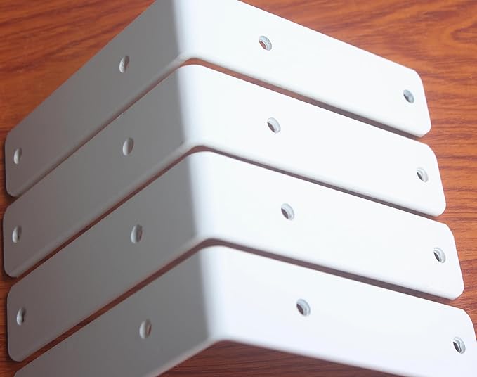 8 Pack - L 6" x H 6" x W1.5, 5mm Thick White L Shelf Bracket, Iron Shelf Brackets, Metal Shelf Brackets, Floating Shelf, Shelf Supports with Screws